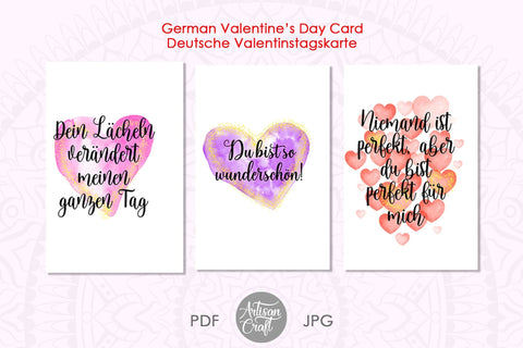 Valentine’s Day cards in German Digital Pattern Artisan Craft SVG 