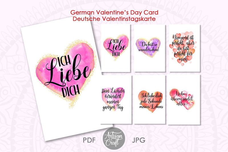 Valentine’s Day cards in German Digital Pattern Artisan Craft SVG 