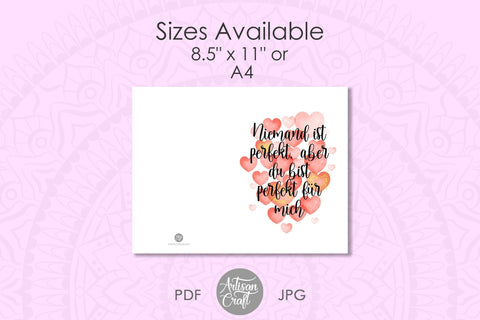 Valentine’s Day cards in German Digital Pattern Artisan Craft SVG 