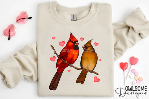 Valentine's Day Cat Cardinal Love PNG Design Sublimation Owlsome.Designs 