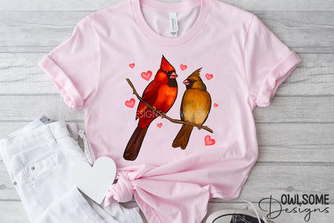 Valentine's Day Cat Cardinal Love PNG Design Sublimation Owlsome.Designs 