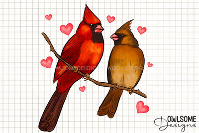 Valentine's Day Cat Cardinal Love PNG Design Sublimation Owlsome.Designs 