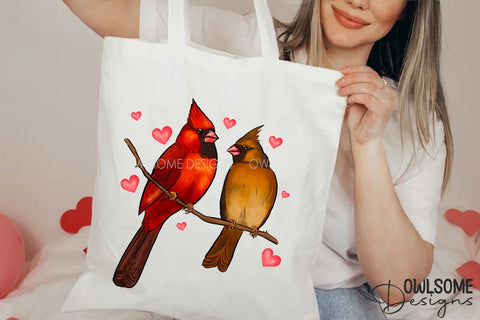 Valentine's Day Cat Cardinal Love PNG Design Sublimation Owlsome.Designs 