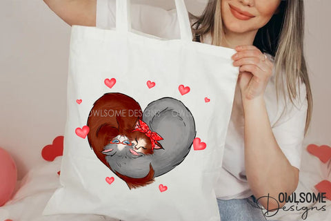 Valentine's Day Cat Couple Love PNG Design Sublimation Owlsome.Designs 