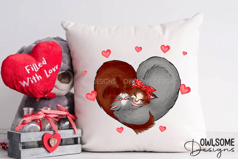 Valentine's Day Cat Couple Love PNG Design Sublimation Owlsome.Designs 