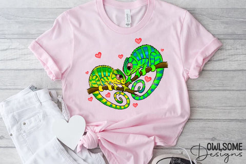 Valentine's Day Chameleon Couple Love Sublimation Owlsome.Designs 