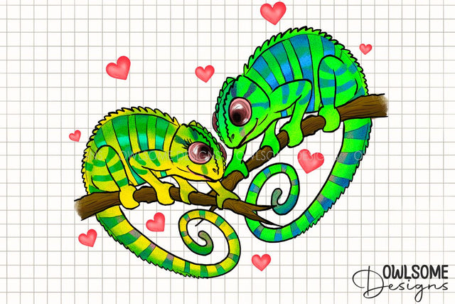 Valentine's Day Chameleon Couple Love Sublimation Owlsome.Designs 