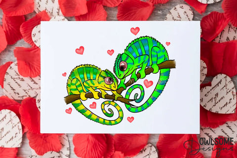 Valentine's Day Chameleon Couple Love Sublimation Owlsome.Designs 