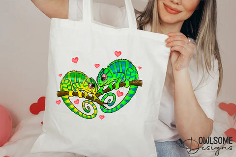 Valentine's Day Chameleon Couple Love Sublimation Owlsome.Designs 