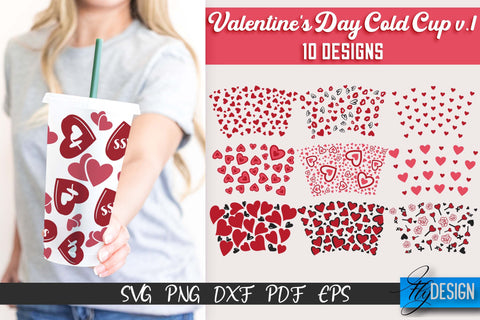 Valentine's Day Cold Cup | Valentine's Day Wrap SVG | Cold cup SVG v.1 SVG Fly Design 