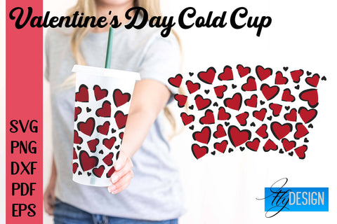 Valentine's Day Cold Cup | Valentine's Day Wrap SVG | Cold cup SVG v.1 SVG Fly Design 