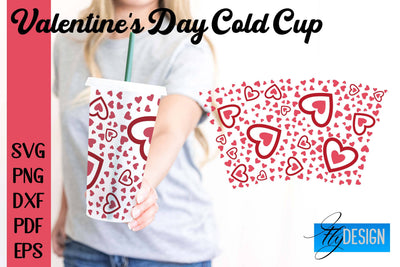 Valentine's Day Cold Cup | Valentine's Day Wrap SVG | Cold cup Wrap SVG v.1 SVG Fly Design 