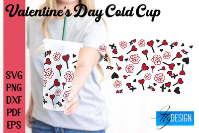 Valentine's Day Cold Cup | Valentine's Day Wrap SVG | Cold cup Wrap SVG v.1 SVG Fly Design 