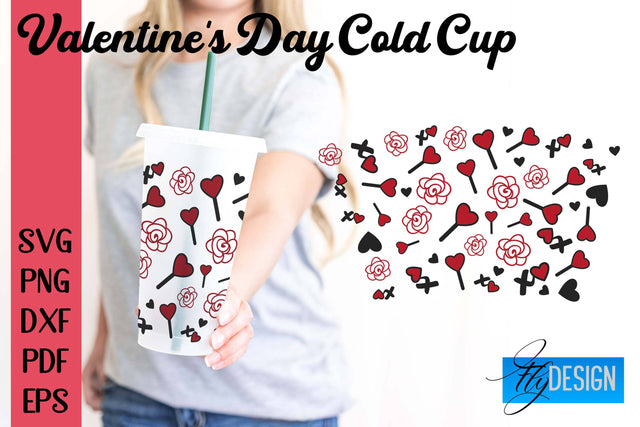 Valentine's Day Cold Cup | Valentine's Day Wrap SVG | Cold cup Wrap SVG v.1 SVG Fly Design 