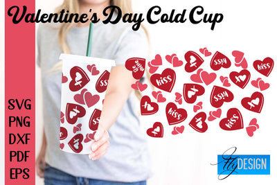 Valentine's Day Cold Cup | Valentine's Day Wrap SVG | Cold cup Wrap SVG v.1 SVG Fly Design 