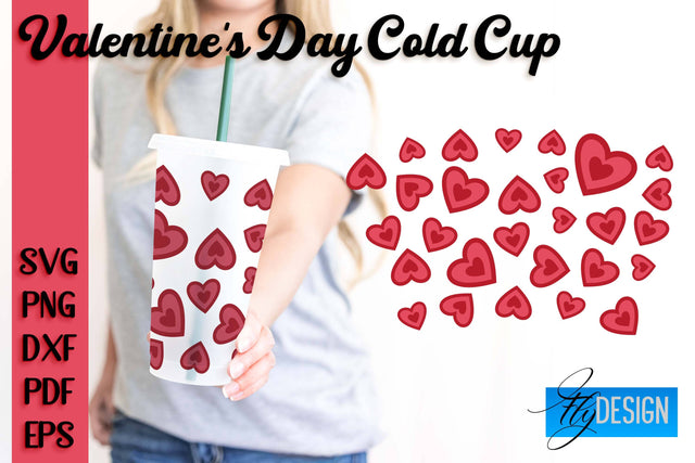 Valentine's Day Cold Cup | Valentine's Day Wrap SVG | Cold cup Wrap SVG v.1 SVG Fly Design 