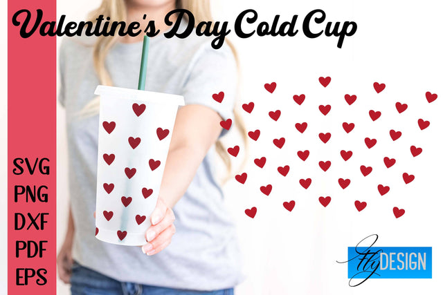 Valentine's Day Cold Cup | Valentine's Day Wrap SVG | Cold cup Wrap SVG v.1 SVG Fly Design 