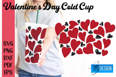 Valentine's Day Cold Cup | Valentine's Day Wrap SVG | Cold cup Wrap SVG v.1 SVG Fly Design 
