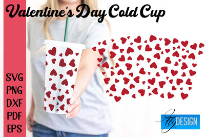 Valentine's Day Cold Cup | Valentine's Day Wrap SVG | Cold cup Wrap SVG v.1 SVG Fly Design 