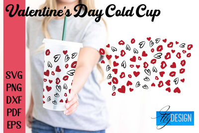 Valentine's Day Cold Cup | Valentine's Day Wrap SVG | Cold cup Wrap SVG v.1 SVG Fly Design 