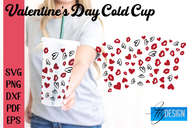 Valentine's Day Cold Cup | Valentine's Day Wrap SVG | Cold cup Wrap SVG v.1 SVG Fly Design 
