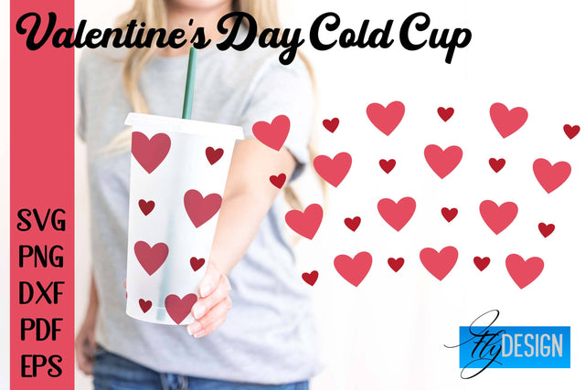 Valentine's Day Cold Cup | Valentine's Day Wrap SVG | Cold cup Wrap SVG v.1 SVG Fly Design 