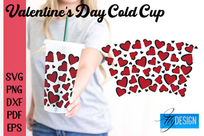 Valentine's Day Cold Cup | Valentine's Day Wrap SVG | Cold cup Wrap SVG v.1 SVG Fly Design 