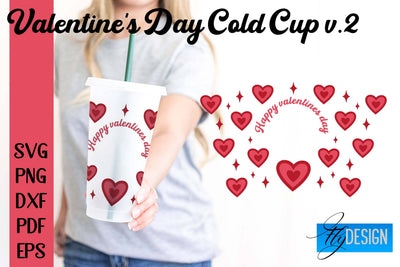 Valentine's Day Cold Cup | Valentine's Day Wrap SVG | Cold cup Wrap SVG v.2 SVG Fly Design 
