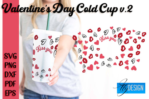 Valentine's Day Cold Cup | Valentine's Day Wrap SVG | Cold cup Wrap SVG v.2 SVG Fly Design 