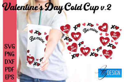 Valentine's Day Cold Cup | Valentine's Day Wrap SVG | Cold cup Wrap SVG v.2 SVG Fly Design 