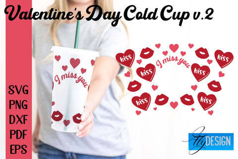 Valentine's Day Cold Cup | Valentine's Day Wrap SVG | Cold cup Wrap SVG v.2 SVG Fly Design 