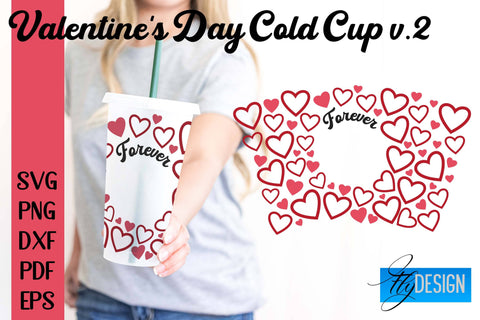 Valentine's Day Cold Cup | Valentine's Day Wrap SVG | Cold cup Wrap SVG v.2 SVG Fly Design 