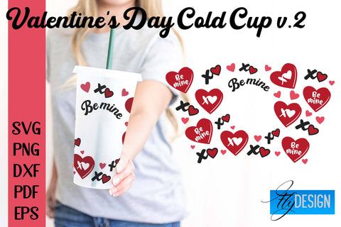 Valentine's Day Cold Cup | Valentine's Day Wrap SVG | Cold cup Wrap SVG v.2 SVG Fly Design 