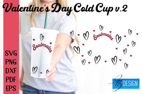 Valentine's Day Cold Cup | Valentine's Day Wrap SVG | Cold cup Wrap SVG v.2 SVG Fly Design 