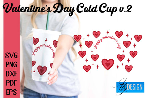 Valentine's Day Cold Cup | Valentine's Day Wrap SVG | Cold cup Wrap SVG v.2 SVG Fly Design 
