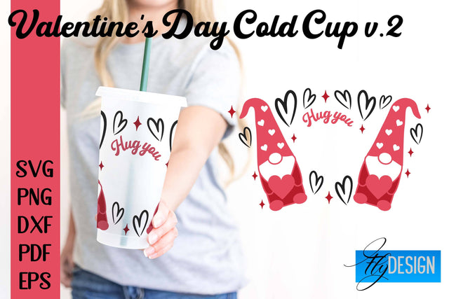 Valentine's Day Cold Cup | Valentine's Day Wrap SVG | Cold cup Wrap SVG v.2 SVG Fly Design 