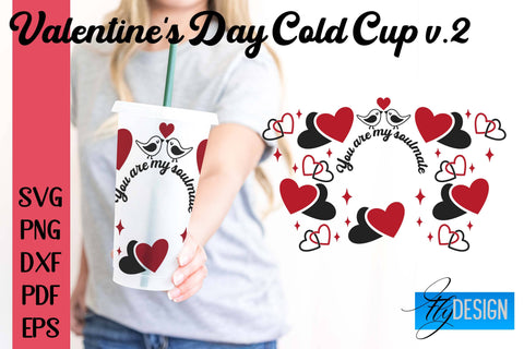 Valentine's Day Cold Cup | Valentine's Day Wrap SVG | Cold cup Wrap SVG v.2 SVG Fly Design 