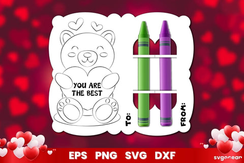 Valentines Day Coloring Card | Svg Bundle | Crayon Cards SVG SvgOcean 