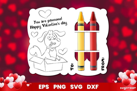 Valentines Day Coloring Card | Svg Bundle | Crayon Cards SVG SvgOcean 