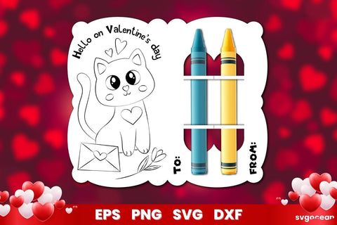 Valentines Day Coloring Card | Svg Bundle | Crayon Cards SVG SvgOcean 