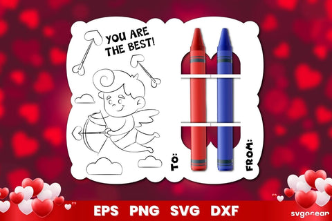 Valentines Day Coloring Card | Svg Bundle | Crayon Cards SVG SvgOcean 