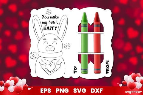 Valentines Day Coloring Card | Svg Bundle | Crayon Cards SVG SvgOcean 