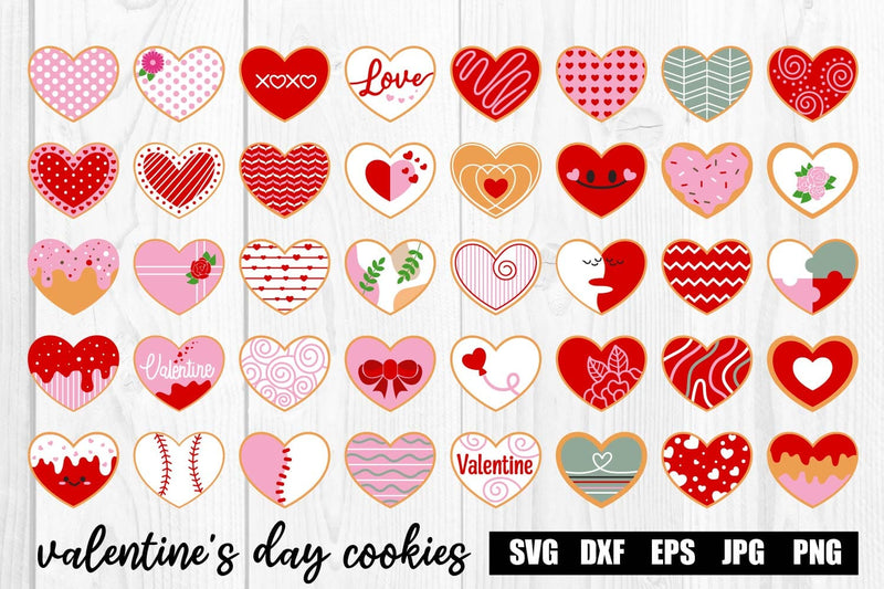 valentine's day cookies, svg, dxf, png, jpg - So Fontsy