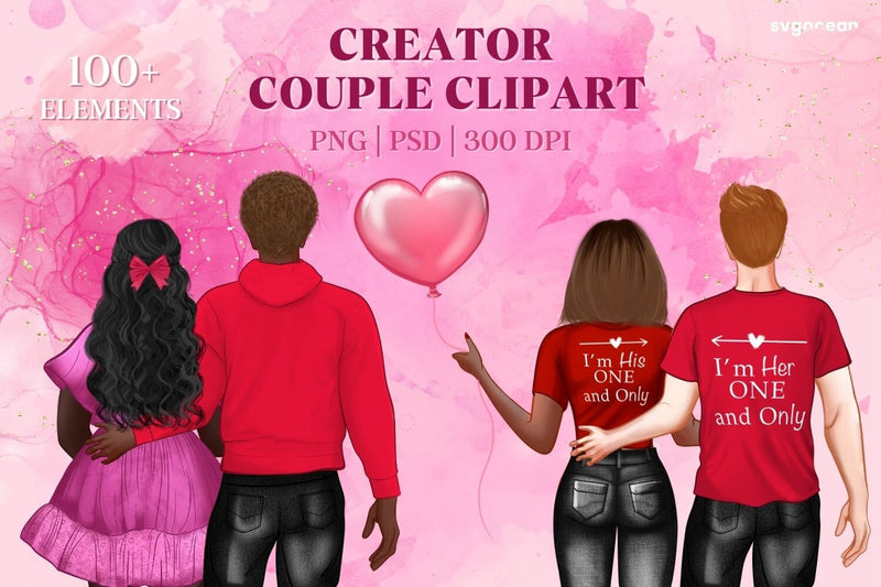 Valentines Day Couple Clipart Bundle | People Creator Sublimation SvgOcean 