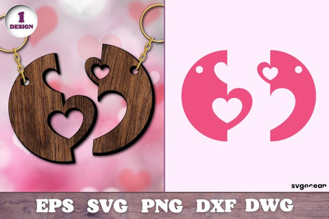 Valentines Day Couple Keychain Laser Cut File SVG SvgOcean 