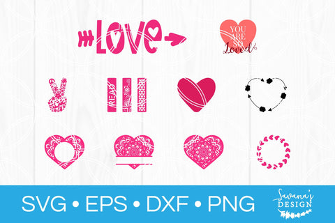 Valentines Day Cut File Bundle SVG SavanasDesign 