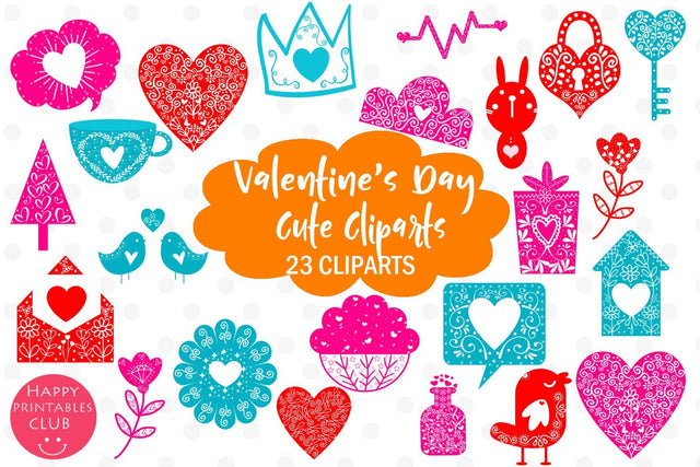 Valentine's Day Cute Cliparts- Cliparts for Valentines Day SVG Happy Printables Club 