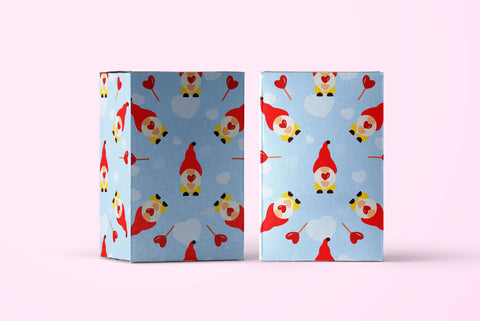 Valentines day digital paper. Valentines Gnome patterns. PNG SVG Angelina Semenova 