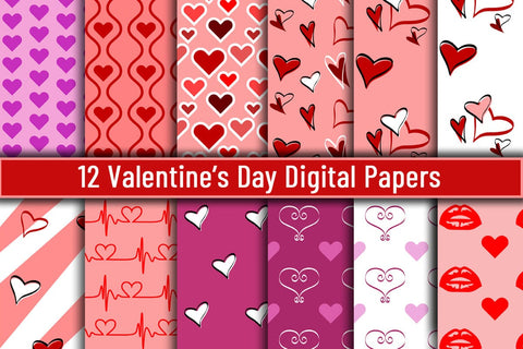Valentine's Day Digital Papers Background Digital Pattern nikola 