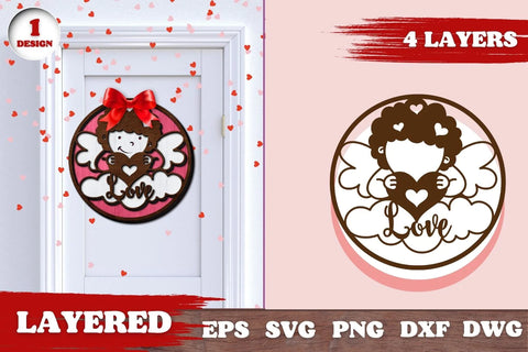 Valentines Day Door Hanger Multilayered Laser Cut File SVG SvgOcean 